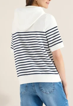 Kurzarm Sweatshirt mit Kapuze und Streifen