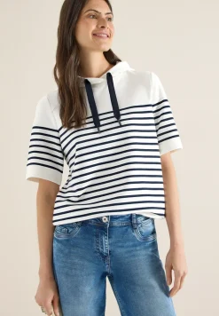 Kurzarm Sweatshirt mit Kapuze und Streifen