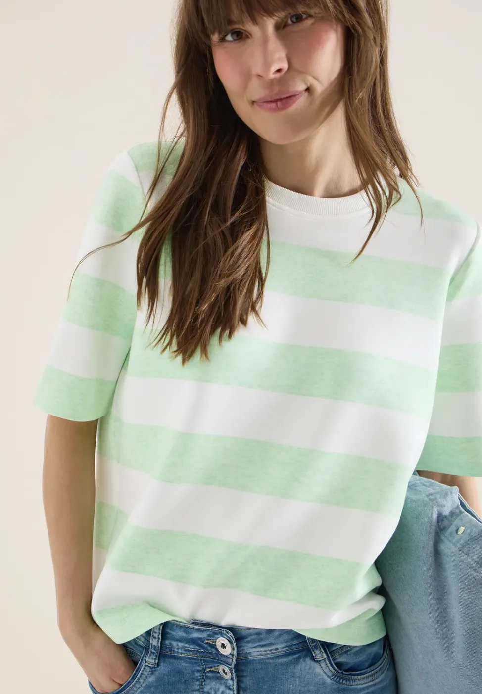 Kurzarm Sweatshirt mit Streifen