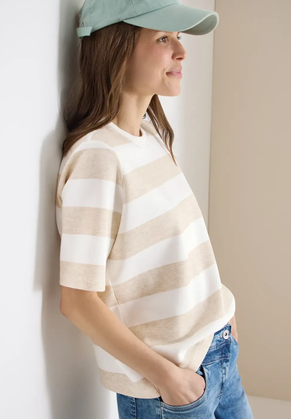 Kurzarm Sweatshirt mit Streifen