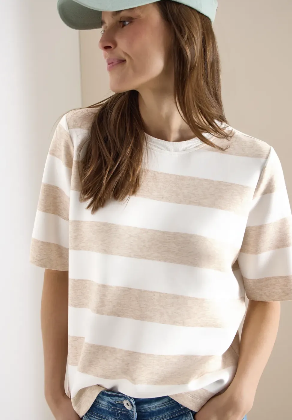 Kurzarm Sweatshirt mit Streifen