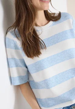 Kurzarm Sweatshirt mit Streifen