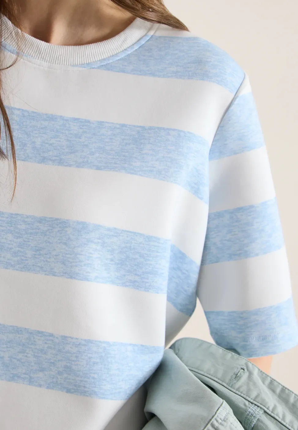 Kurzarm Sweatshirt mit Streifen