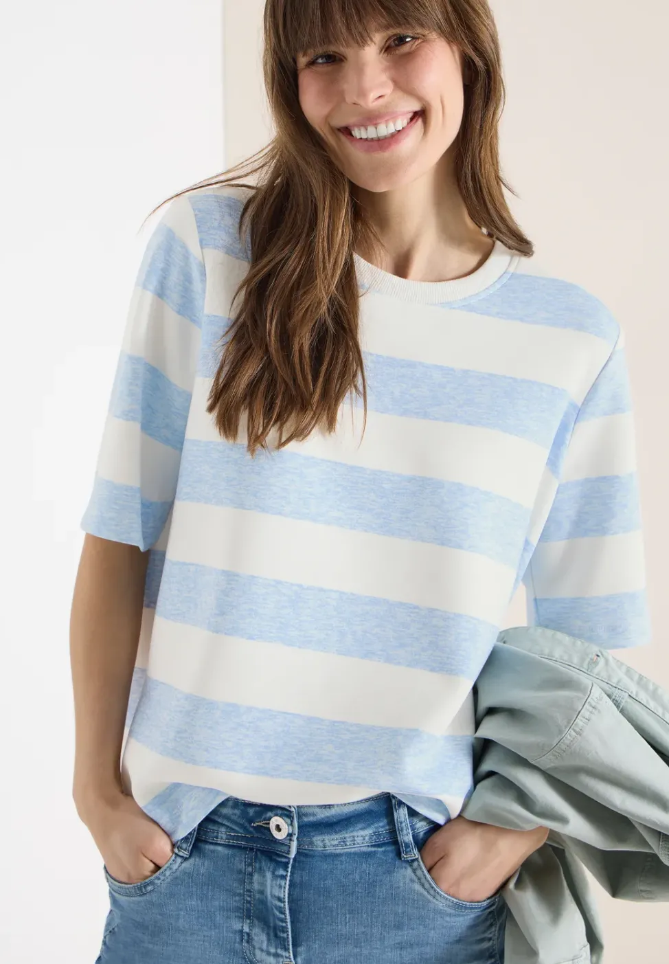 Kurzarm Sweatshirt mit Streifen