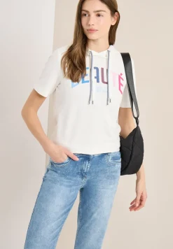 Kurzarm T-Shirt mit Kapuze und Print