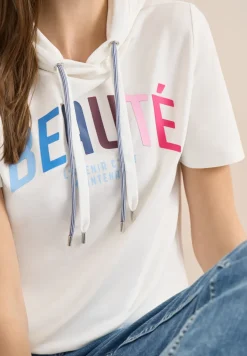 Kurzarm T-Shirt mit Kapuze und Print