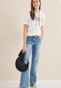Kurzarm T-Shirt mit Kapuze und Print