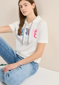 Kurzarm T-Shirt mit Kapuze und Print