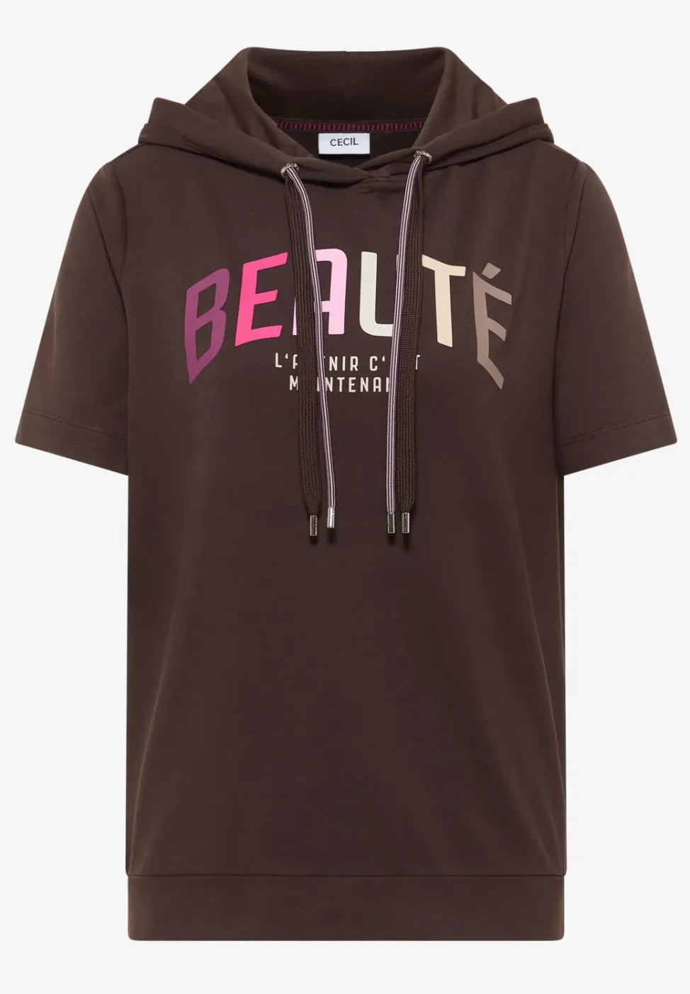 Kurzarm T-Shirt mit Kapuze und Print