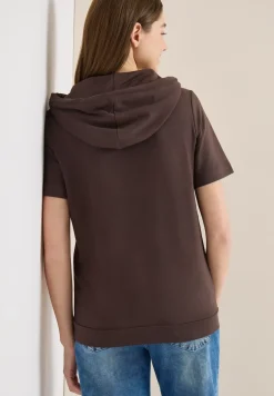 Kurzarm T-Shirt mit Kapuze und Print