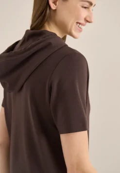 Kurzarm T-Shirt mit Kapuze und Print