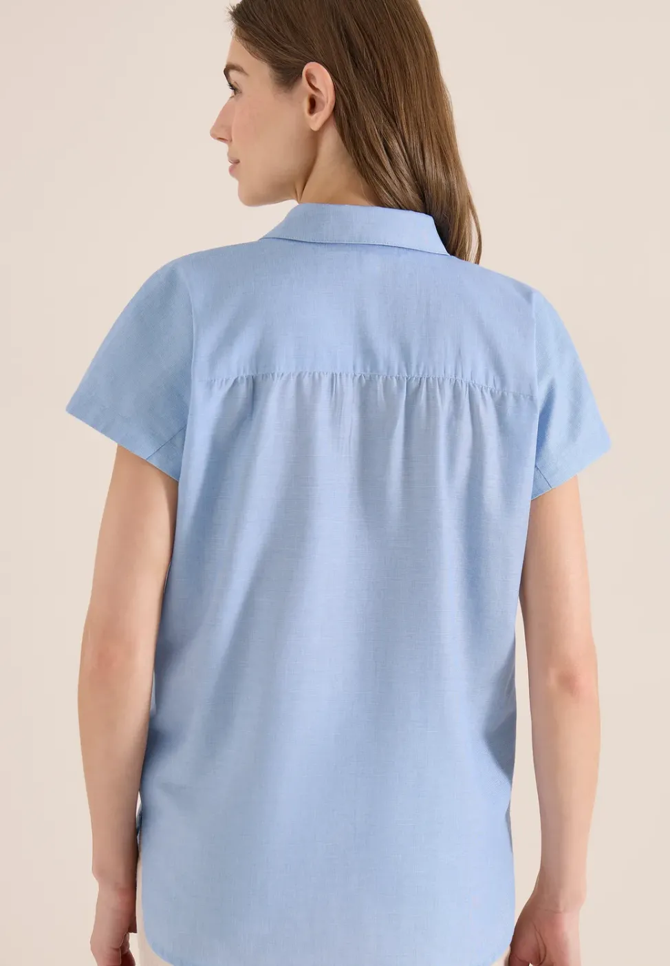 Kurzarm Bluse in Chambrayqualität
