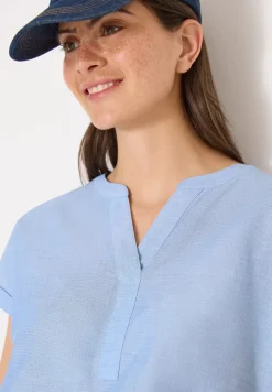Kurzarm Bluse in Chambrayqualität