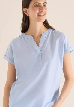 Kurzarm Bluse in Chambrayqualität
