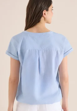 Kurzarm Bluse in Chambrayqualität