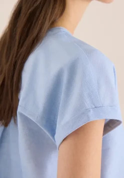 Kurzarm Bluse in Chambrayqualität
