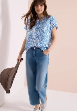 Kurzarm Bluse in Seersuckerqualität