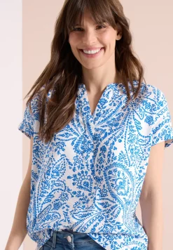 Kurzarm Bluse in Seersuckerqualität