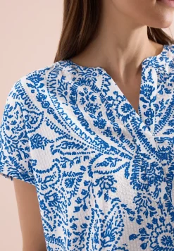 Kurzarm Bluse in Seersuckerqualität