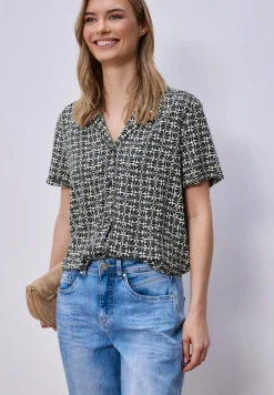 Kurzarm Bluse mit Bowling-Kragen