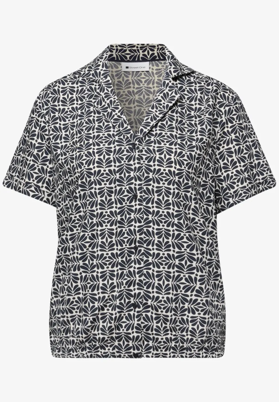 Kurzarm Bluse mit Bowling-Kragen