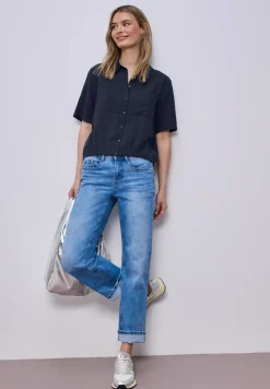 Kurzarm Bluse mit Elastiksaum