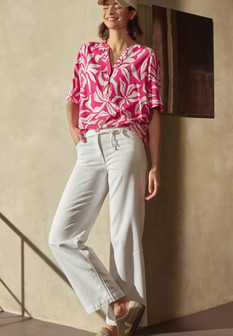 Kurzarm Bluse mit floralem Muster