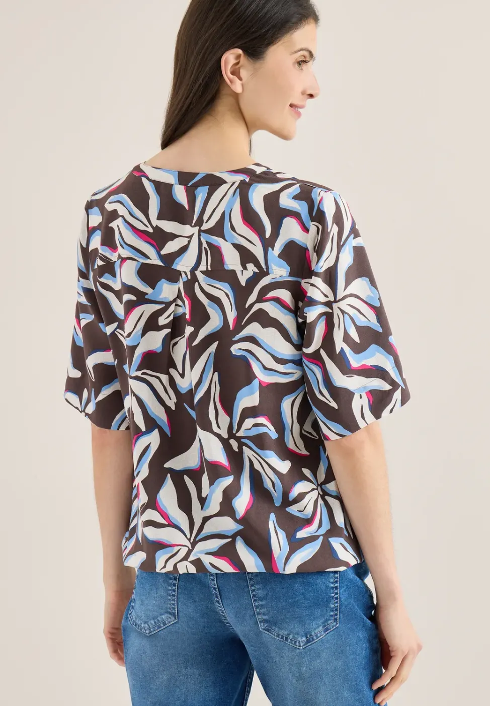 Kurzarm Bluse mit floralem Muster