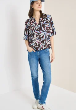 Kurzarm Bluse mit floralem Muster