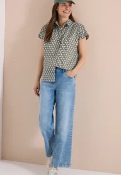 Kurzarm Bluse mit Minimal Print