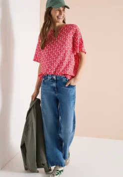 Kurzarm Bluse mit Muschelprint