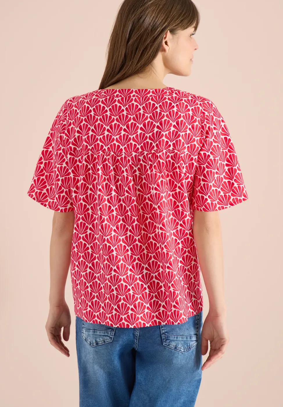 Kurzarm Bluse mit Muschelprint