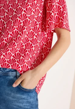 Kurzarm Bluse mit Muschelprint