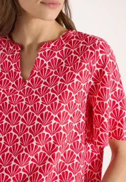 Kurzarm Bluse mit Muschelprint