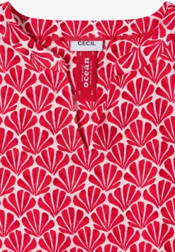 Kurzarm Bluse mit Muschelprint