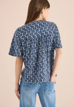 Kurzarm Bluse mit Muschelprint