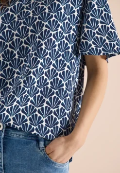 Kurzarm Bluse mit Muschelprint