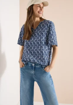 Kurzarm Bluse mit Muschelprint