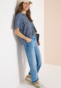 Kurzarm Bluse mit Muschelprint