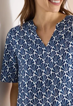 Kurzarm Bluse mit Muschelprint