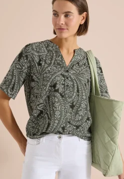 Kurzarm Bluse mit Paisley Print