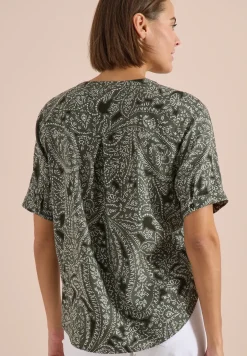 Kurzarm Bluse mit Paisley Print