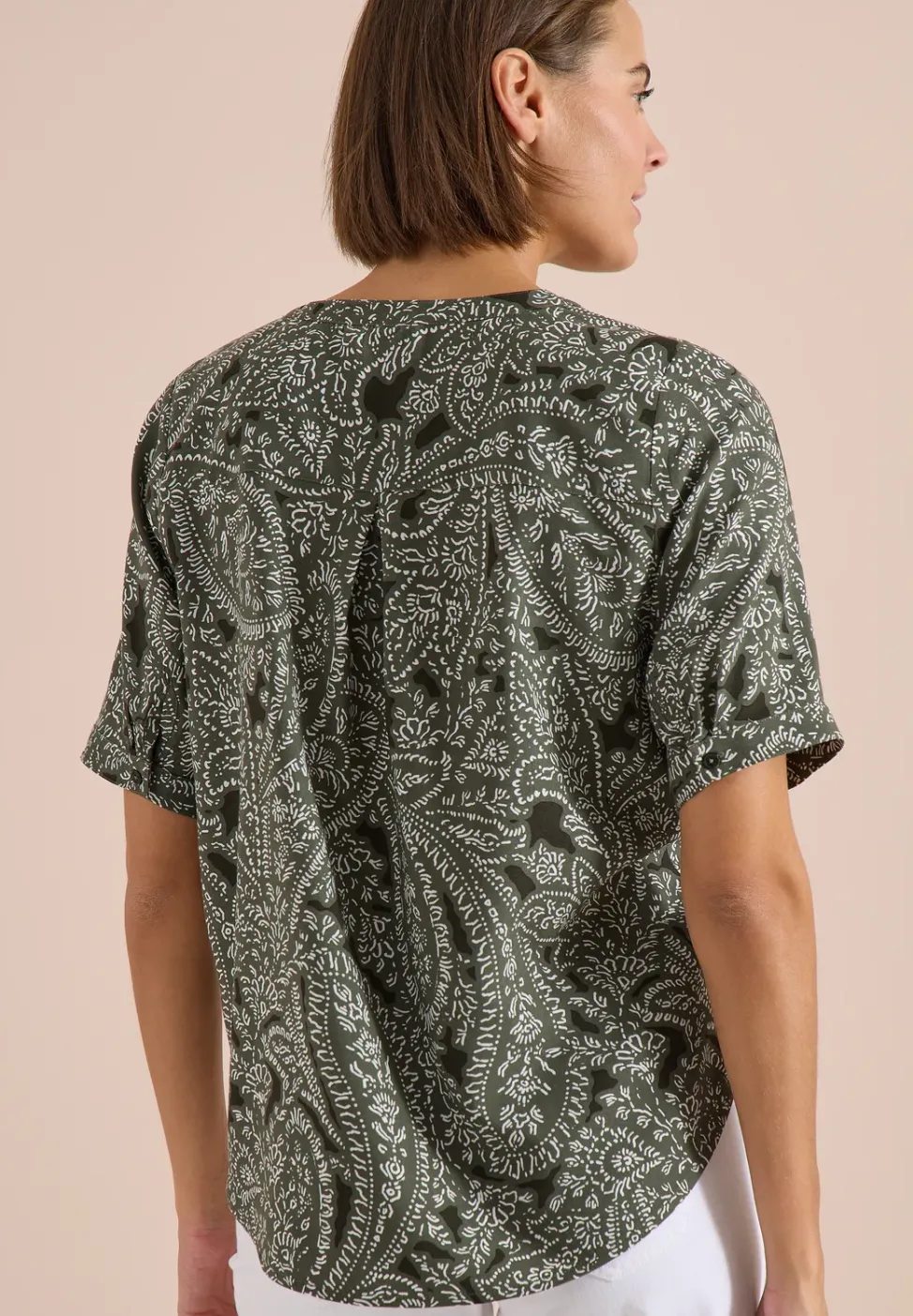 Kurzarm Bluse mit Paisley Print