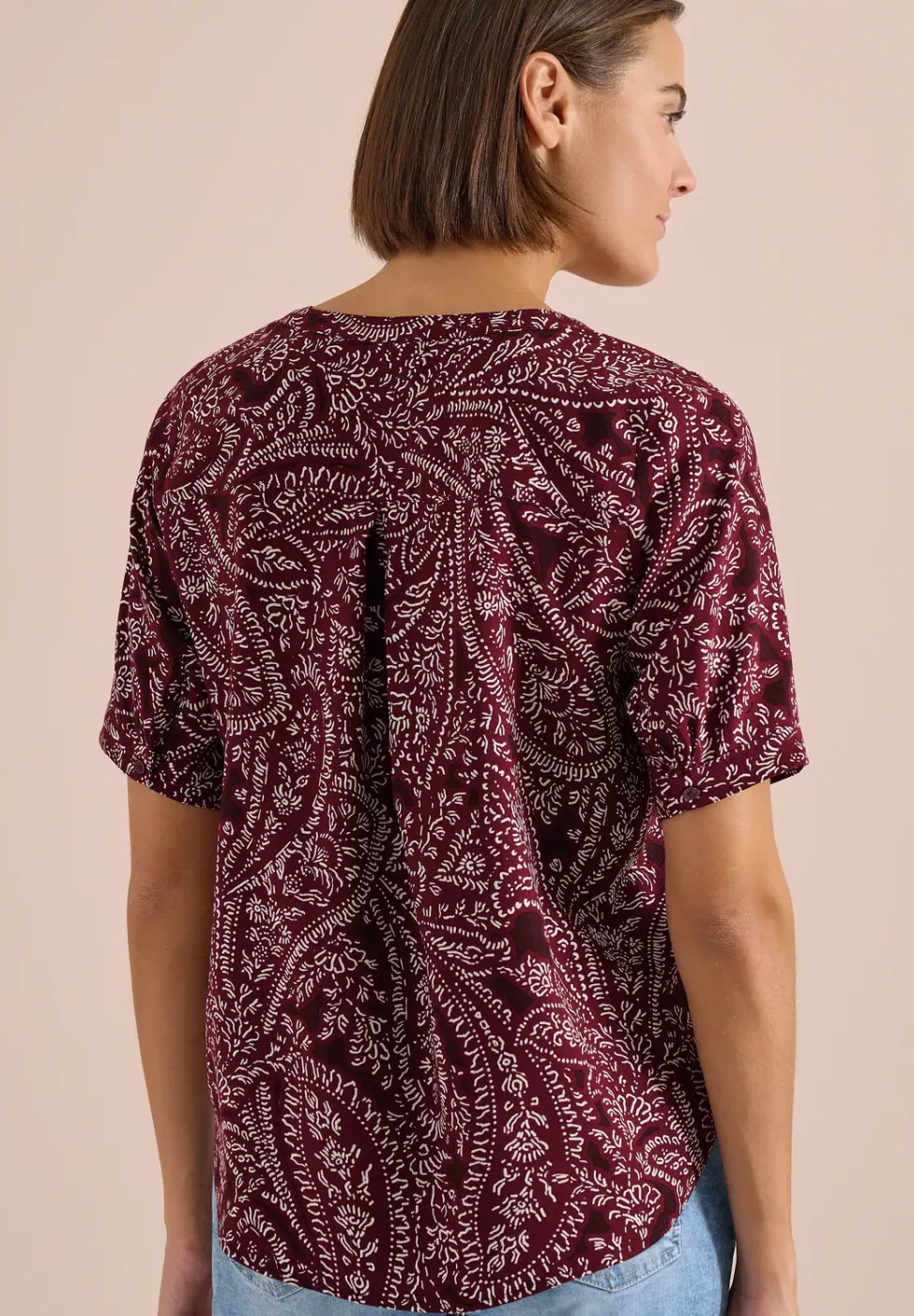 Kurzarm Bluse mit Paisley Print