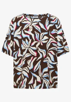 Kurzarm Bluse mit Print und Knöpfen