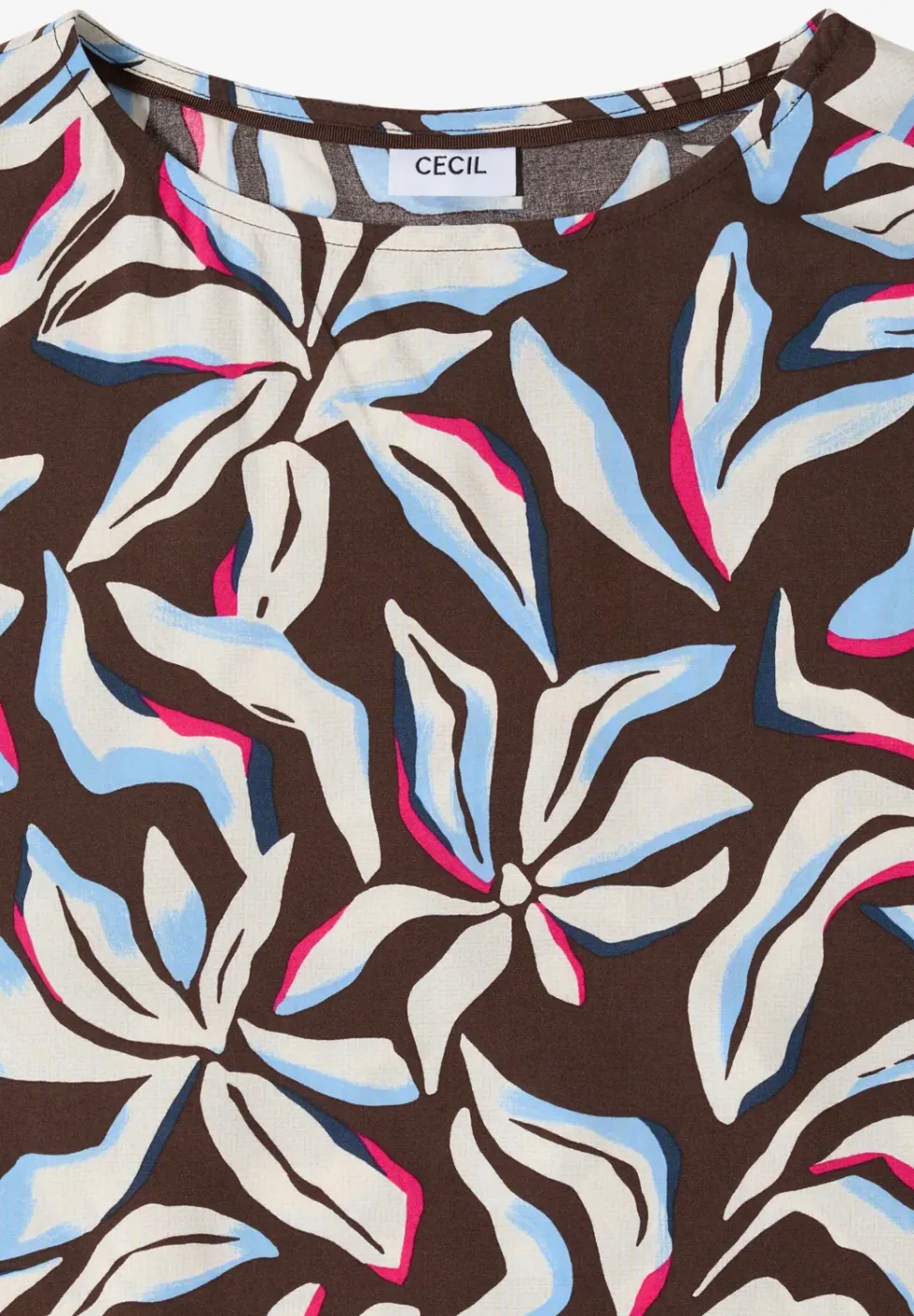 Kurzarm Bluse mit Print und Knöpfen