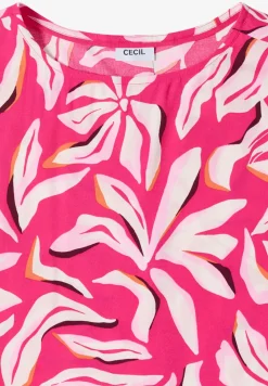 Kurzarm Bluse mit Print und Knöpfen