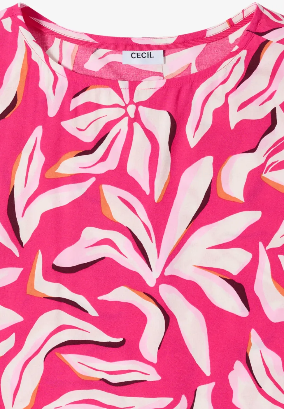 Kurzarm Bluse mit Print und Knöpfen