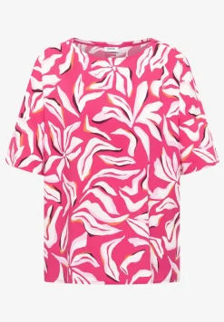 Kurzarm Bluse mit Print und Knöpfen