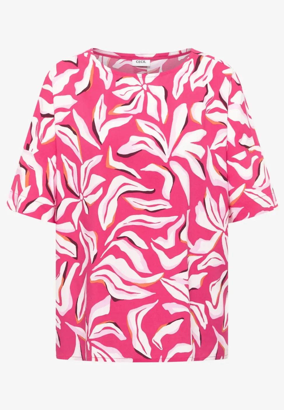 Kurzarm Bluse mit Print und Knöpfen